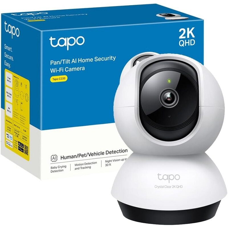 Caméra de Surveillance WiFi TP-Link Tapo – Pan/Tilt (Rotation 360°) – Full HD & Vision Nocturne