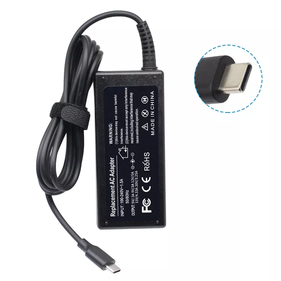 Chargeur TYPE-C Universel – Compatible HP, Dell, Lenovo (65W)